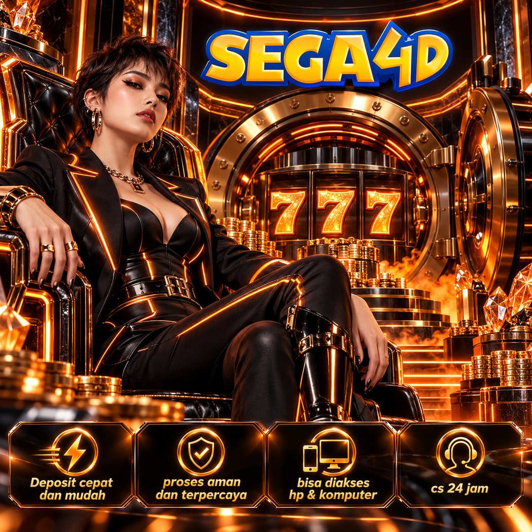 Ilustrasi banner SEGA4D bernuansa emas dan hitam, gambar 2